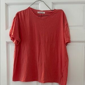 Free People Red Relaxed Boxy Short Sleeve Tee